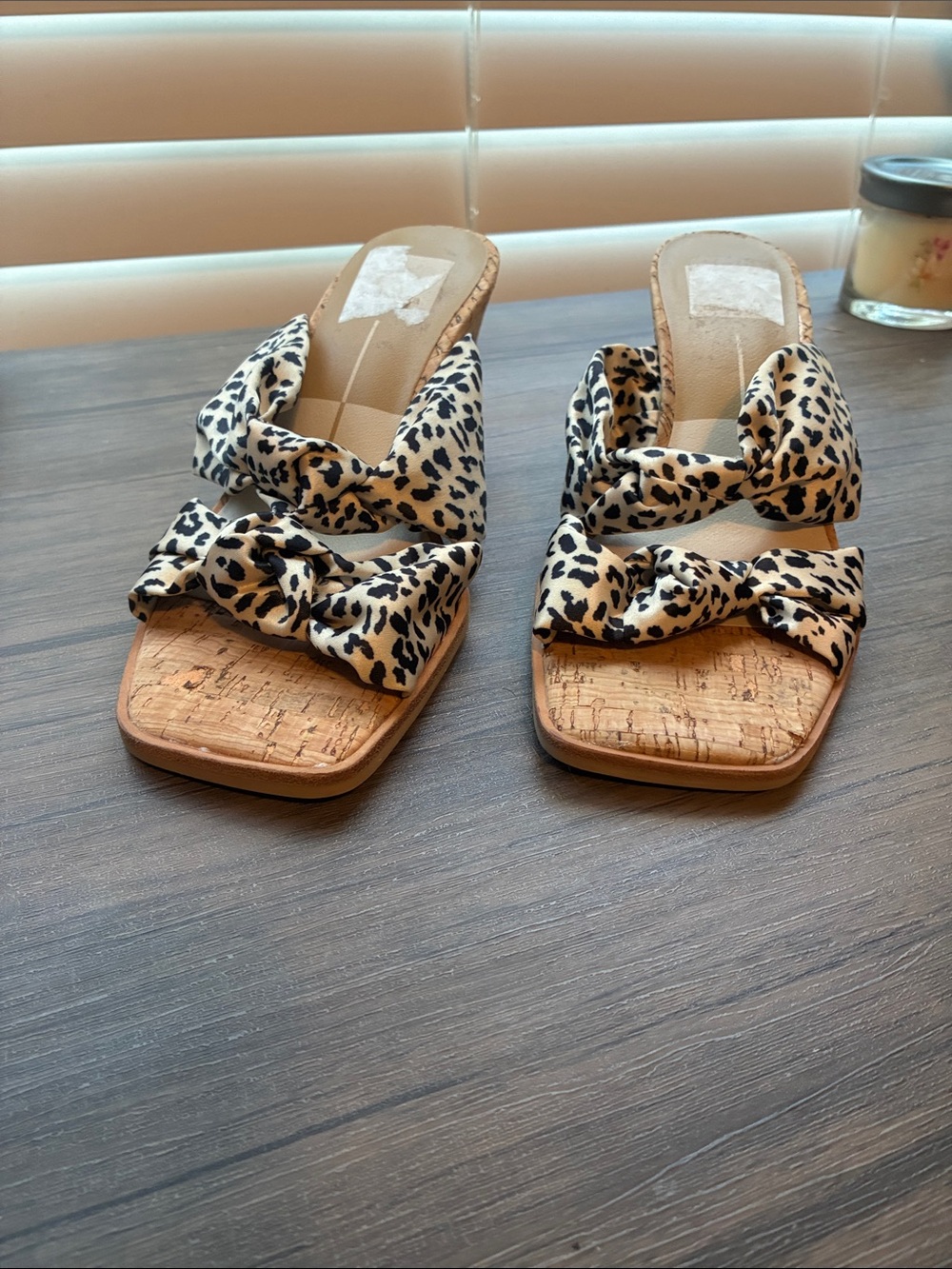 Dolce Vita Leopard Knot Slide Mules - Beige/Black